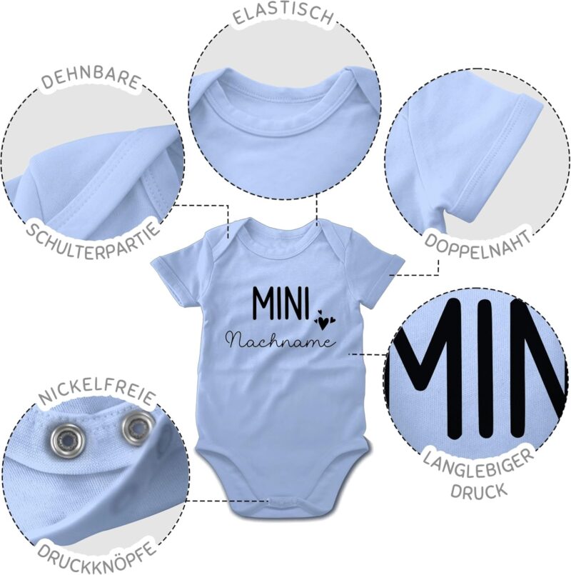 Geschenk mit Namen personalisiert by Shirtracer - Body Junge Mädchen - Zur - Mini Nachname | Schwangerschaft verkünden Geschenk Geburt Baby – Bild 4