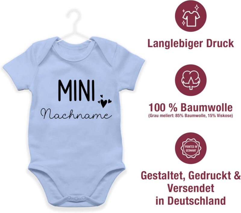 Geschenk mit Namen personalisiert by Shirtracer - Body Junge Mädchen - Zur - Mini Nachname | Schwangerschaft verkünden Geschenk Geburt Baby – Bild 7