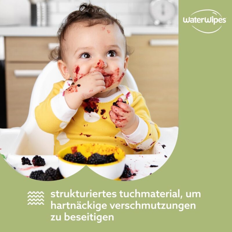 WaterWipes plastikfreie, texturierte Reinigungstücher für Kleinkinder & Babys, 240 Stück (4 Packungen), 99,9 % wasserbasierte Reinigungstücher, unparfümiert für empfindliche Haut – Bild 4