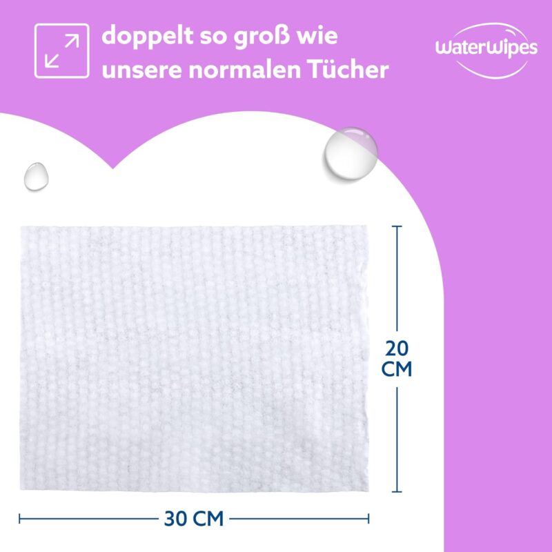 WaterWipes Adult Care Hygiene-Tücher, 90 Stück (3 Pack), extra groß, 99,9% Wasserbasis, für Körper & Intimbereich für den täglichen Gebrauch. – Bild 4