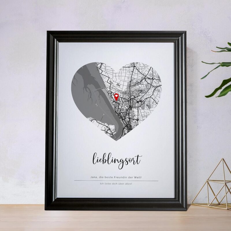 Wo alles begann Bild, Personalisiertes Poster mit Rahmen, Deko Herz Stadtkarte, Bild mit Rahmen, Stadtplan Wandbild, Personalisierte Bilder, Einzugsgeschenke, Partnergeschenk, Einweihungsgeschenk – Bild 6