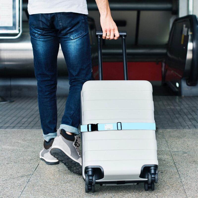 OW-Travel Kofferband Gurt Schwerlast Personalisierter Koffergurt mit Adressschild. Luggage Strap Gepäckgurt Koffer Gurt Kofferbänder Koffergurte Farbig Koffer Gurt 2 Stück Orange Blau – Bild 2