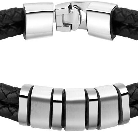 Persaonalisiertes Vatertagsgeschenk fuer Papa Opa Armband Herren Personalisiertes Lederarmband mit Name Geschenk fuer Maenner