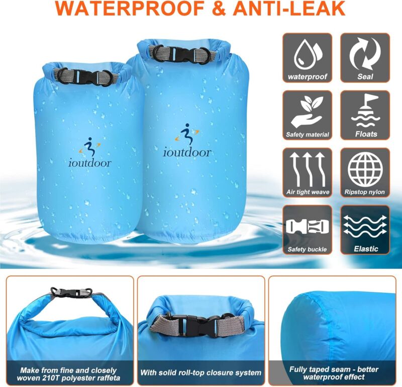 ioutdoor Dry Bag 2L/5L/10L/20L/40L/70L wasserdichte Tasche, Ultra-Light Trockensack Wasserdicht, Abriebfest, Reißfest, für Kajakfahren, Strand, Schwimmen, Camping, Wandern Reisen – Bild 2