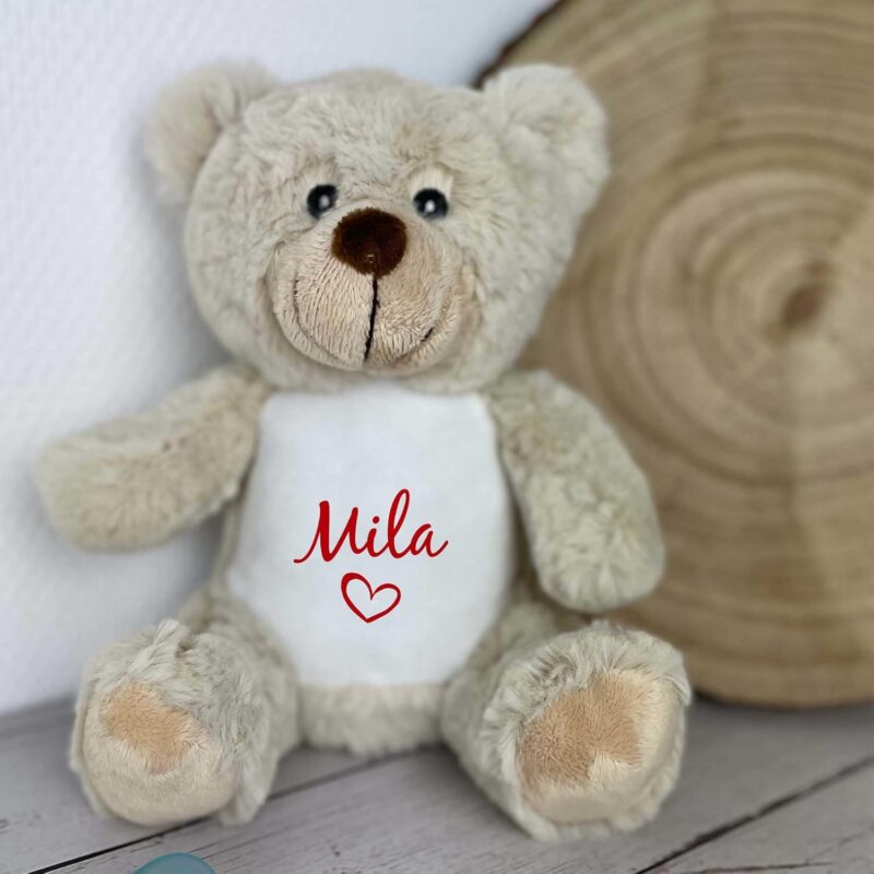 mamir home Teddy Baby Geschenk Kuscheltier personalisiert mit Namen I 22cm Teddybär I Geschenkidee zur Geburt I Taufe, Geburtstag & Weihnachten – Bild 2