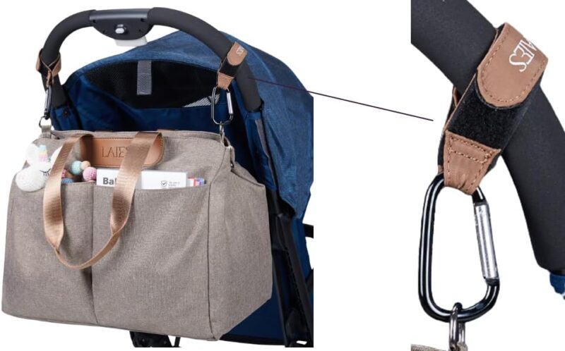 Große Wickeltasche - wasserdicht, verstellbar inkl. Wickelauflage, Kosmetiktasche, Haken für Kinderwagen, Organizer und Zubehör – Bild 2