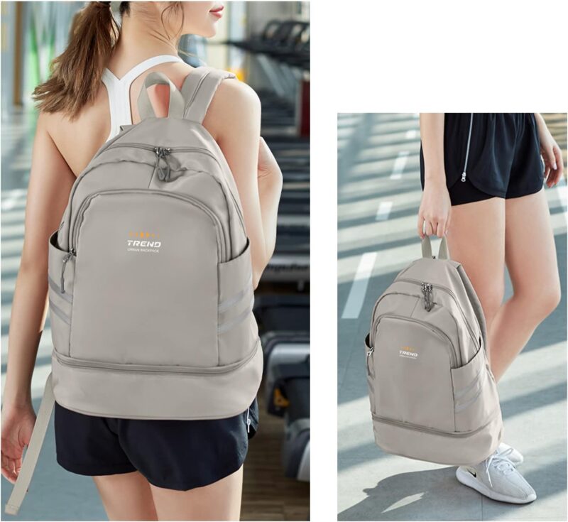 SZLX Sportrucksack für Frauen mit Schuhfach und Nasstasche Faltbarer Handgepäckrucksack Großer Reise-Laptop-Rucksack Wasserdichter Freizeitrucksack Sportrucksack Sporttasche für Schwimmen Yoga – Bild 2